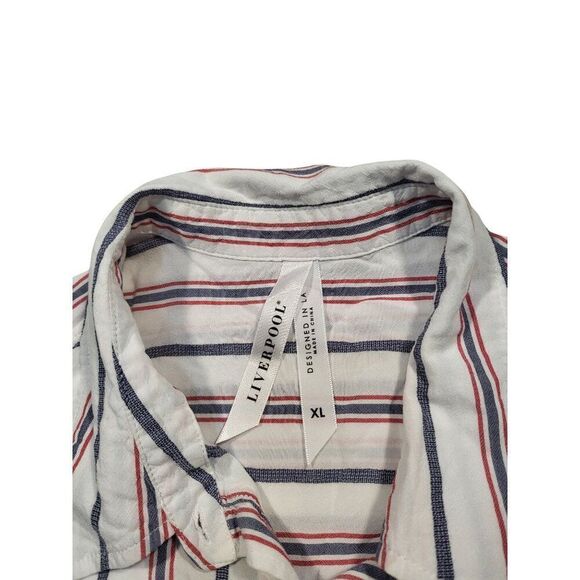 Liverpool Los Angeles‎ Button Down Shirt Women Sz XL Striped Collared Boho - Picture 5 of 7